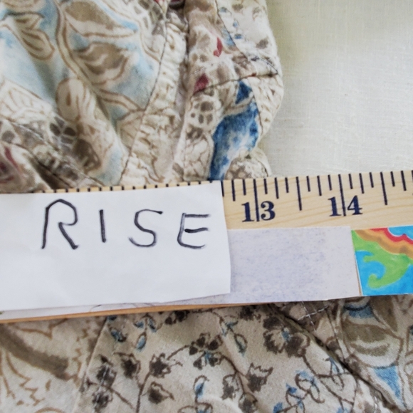 Orvis Women's 100% Cotton Patchwork Cropped Pants Size 16 Drawstring Waist - Picture 7 of 12